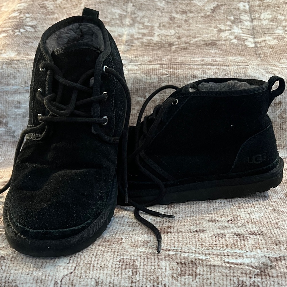 UGG Black Suede Lace-Up Ankle Boots